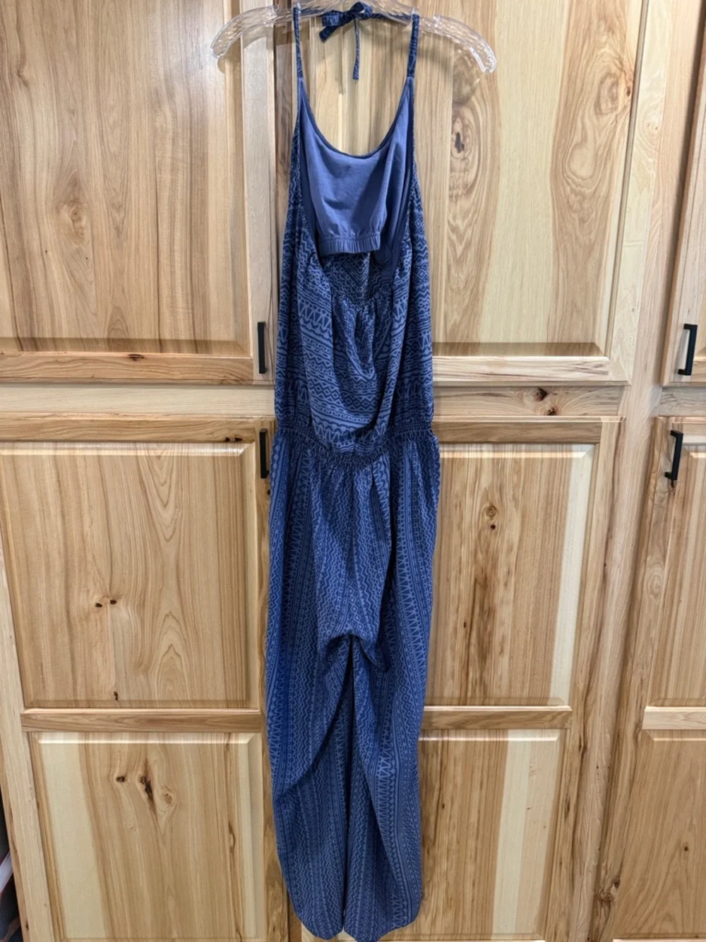 Prana Bijou Halter Aztec Print Relaxed Fit Versatile Jumpsuit Purple Blue Size M